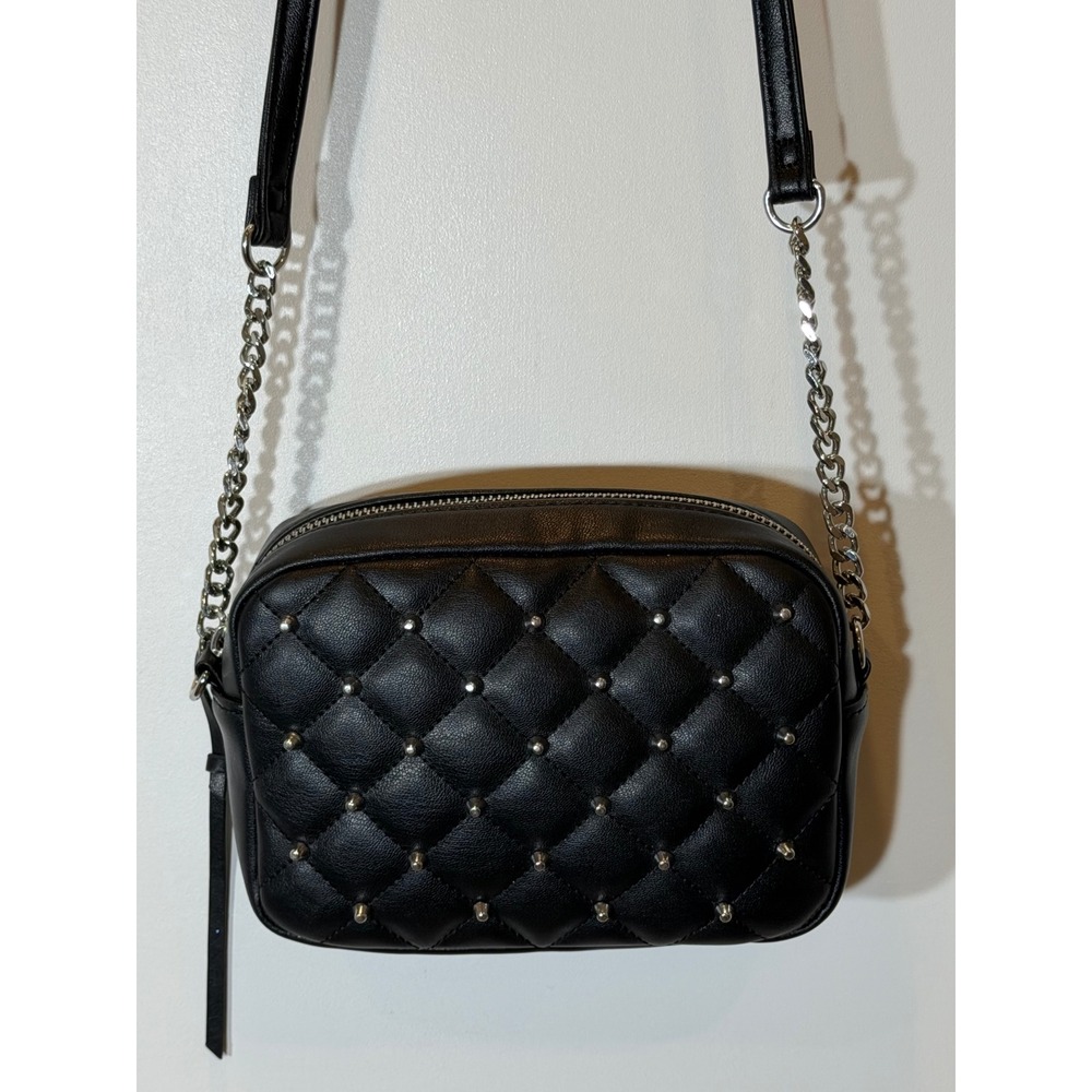Rebecca Minkoff Black Quilted Studded Leather Crossbody Bag Silver Hardware RM